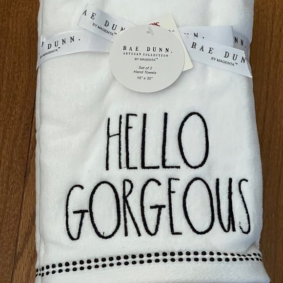 New Rae Dunn by Magenta Hello Gorgeous Hand Towel Set - Picture 5 of 5
